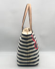 Kate Spade Black And White Leather Splash Out Striped Francis Tote