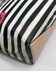 Kate Spade Black And White Leather Splash Out Striped Francis Tote