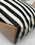 Kate Spade Black And White Leather Splash Out Striped Francis Tote