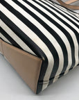 Kate Spade Black And White Leather Splash Out Striped Francis Tote