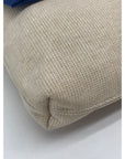 Leslie Dasch Dress For Cocktails Beige and Gold Speckled Tweed Handbag Blue Bow