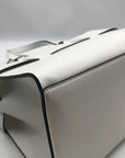 Armani Exchange White Faux Leather Susy Logo-Plaque Tote Bag