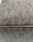 Michael Kors Dark Brown Signature Coated Canvas Jules Drawstring Shoulder Bag
