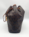 Michael Kors Dark Brown Signature Coated Canvas Jules Drawstring Shoulder Bag