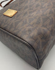 Michael Kors Dark Brown Signature Coated Canvas Jules Drawstring Shoulder Bag