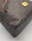 Michael Kors Dark Brown Signature Coated Canvas Jules Drawstring Shoulder Bag