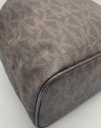 Michael Kors Dark Brown Signature Coated Canvas Jules Drawstring Shoulder Bag