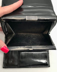 Gucci Black Patent Leather Tri-Fold Embossed Wallet