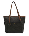 Michael Kors Brown Monogram Canvas Jet Set Logo Pocket Tote Bag