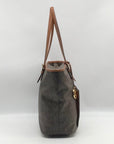 Michael Kors Brown Monogram Canvas Jet Set Logo Pocket Tote Bag