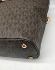 Michael Kors Brown Monogram Canvas Jet Set Logo Pocket Tote Bag