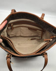 Michael Kors Brown Monogram Canvas Jet Set Logo Pocket Tote Bag