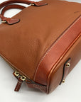 Dooney & Bourke Caramel Pebbled Grain Zip Zip Satchel Bag
