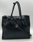 Prada Black Leather Glace Calf Twin Pocket Tote Bag