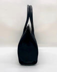Donna Karan Black Satin & Embossed Leather Trim Crossbody Tote