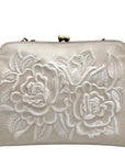 Patricia Nash Beige Leather Evangeline Floral Embossed Crossbody Bag