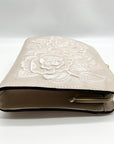 Patricia Nash Beige Leather Evangeline Floral Embossed Crossbody Bag