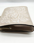 Patricia Nash Beige Leather Evangeline Floral Embossed Crossbody Bag