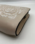 Patricia Nash Beige Leather Evangeline Floral Embossed Crossbody Bag