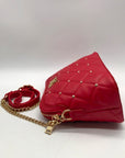Badgley Mischka Red Quilted Diamond Faux Leather Crossbody