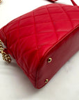 Badgley Mischka Red Quilted Diamond Faux Leather Crossbody