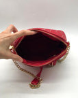Badgley Mischka Red Quilted Diamond Faux Leather Crossbody