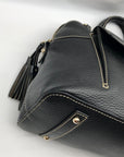 Dooney & Bourke Black Pebbled Grain Leather Domed Aubrey Satchel Bag