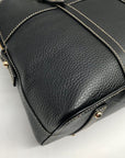 Dooney & Bourke Black Pebbled Grain Leather Domed Aubrey Satchel Bag