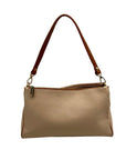Valentina Beige Pebbled Leather Convertible Satchel Bag