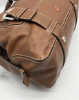 Michael Kors Brown Leather Bowler Satchel Bag