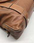 Michael Kors Brown Leather Bowler Satchel Bag