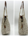 Michael Kors Vanilla And Acorn Coated Canvas Jet Set Chain Shoulder Bag