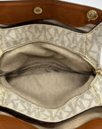 Michael Kors Vanilla And Acorn Coated Canvas Jet Set Chain Shoulder Bag