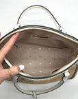 Kate Spade White Leather And Straw Reiley Dome Satchel