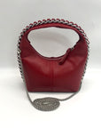 Aqua Red Bold Trim Convertible Satchel