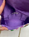 Moyna Purple Beaded Mardi Gras Checkered Crossbody Bag