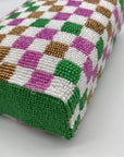 Moyna Purple Beaded Mardi Gras Checkered Crossbody Bag