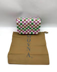 Moyna Purple Beaded Mardi Gras Checkered Crossbody Bag