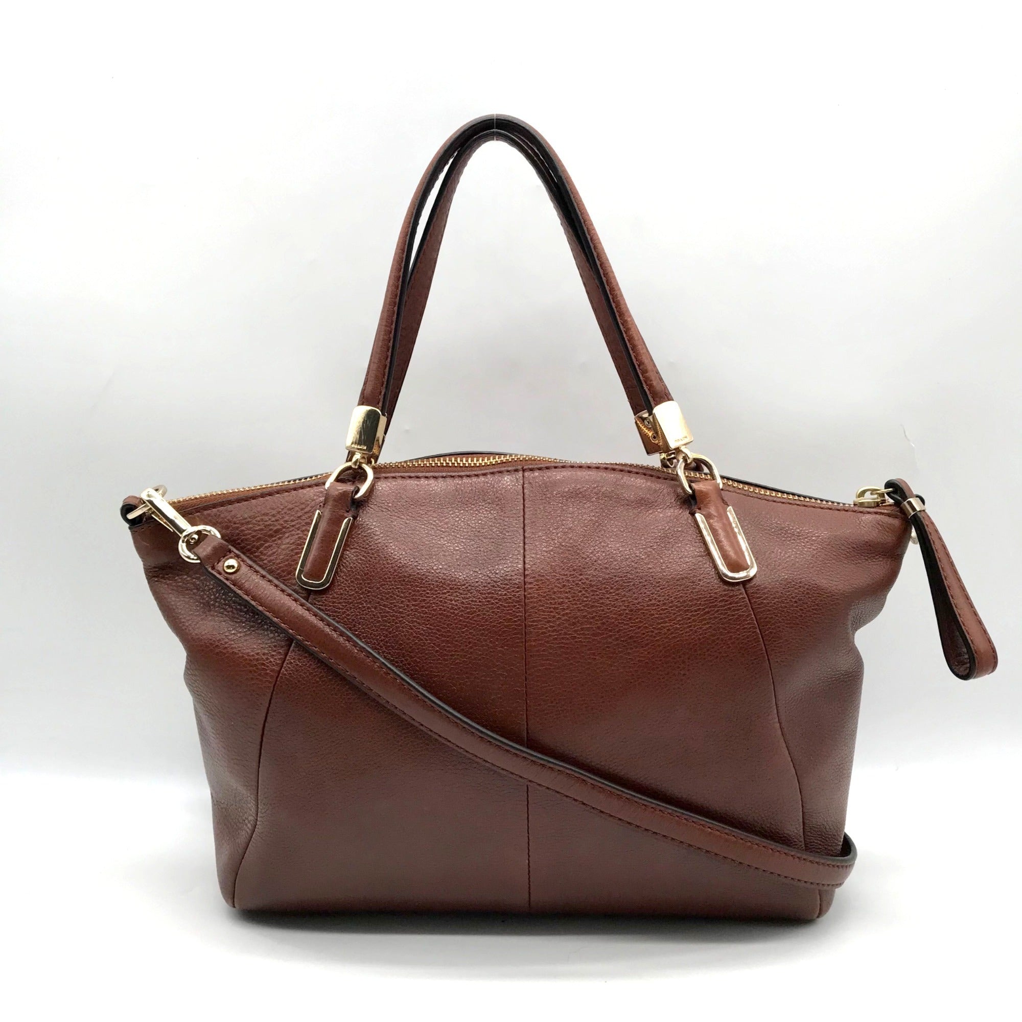 Coach Brown Leather Convertible Kelsey Satchel Bag 28095 – One Purse