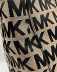 Michael Kors Khaki & Black Logo Print Canvas Jet Set Tote Bag