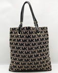 Michael Kors Khaki & Black Logo Print Canvas Jet Set Tote Bag