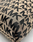 Michael Kors Khaki & Black Logo Print Canvas Jet Set Tote Bag