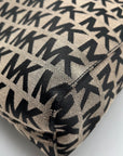 Michael Kors Khaki & Black Logo Print Canvas Jet Set Tote Bag