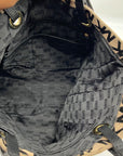 Michael Kors Khaki & Black Logo Print Canvas Jet Set Tote Bag