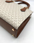 Michael Kors Vanilla/Luggage Coated Canvas Marilyn Convertible Satchel And Wallet