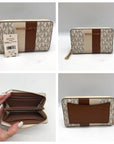 Michael Kors Vanilla/Luggage Coated Canvas Marilyn Convertible Satchel And Wallet