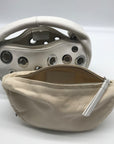 By Far Baby Cush Small White Pebbled Leather Zip Handbag