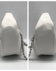 By Far Baby Cush Small White Pebbled Leather Zip Handbag