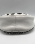 By Far Baby Cush Small White Pebbled Leather Zip Handbag