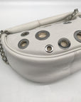 By Far Baby Cush Small White Pebbled Leather Zip Handbag
